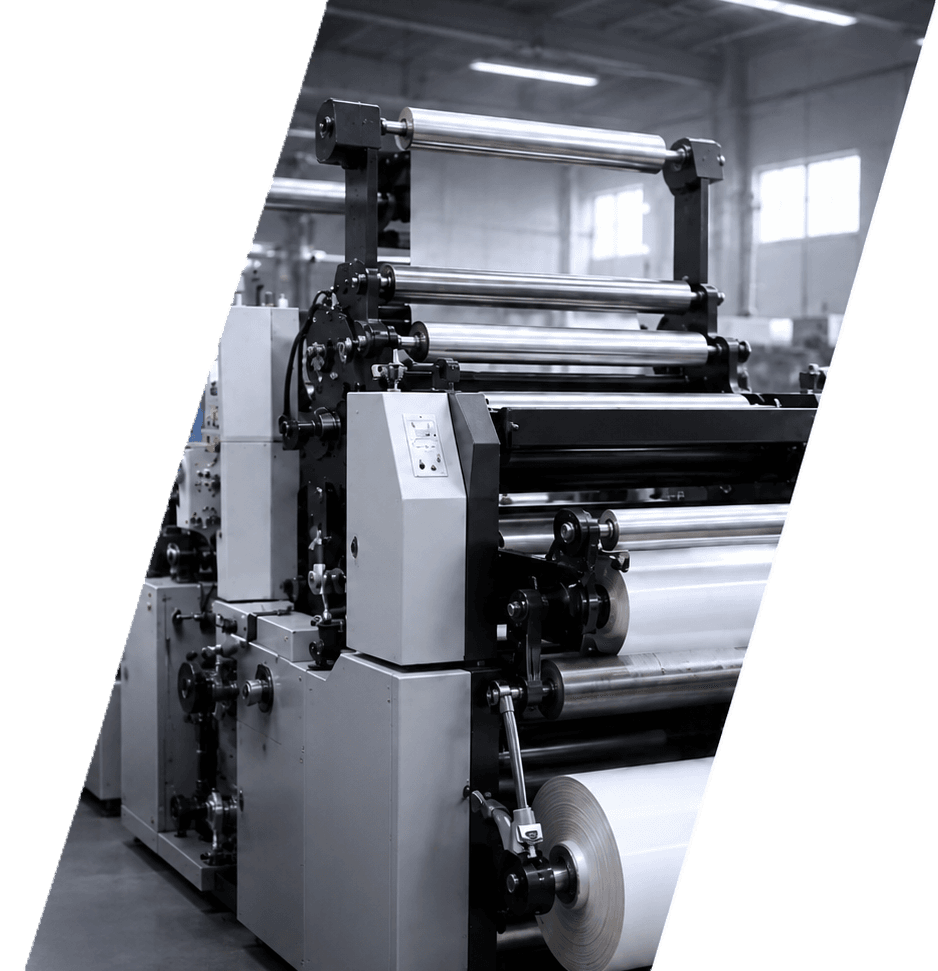 Industrial flexographic and converting machinery roll assembly