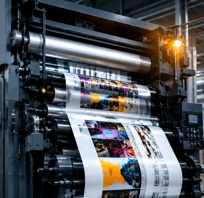 Exact hybrid digital flexographic printing press machine with running web