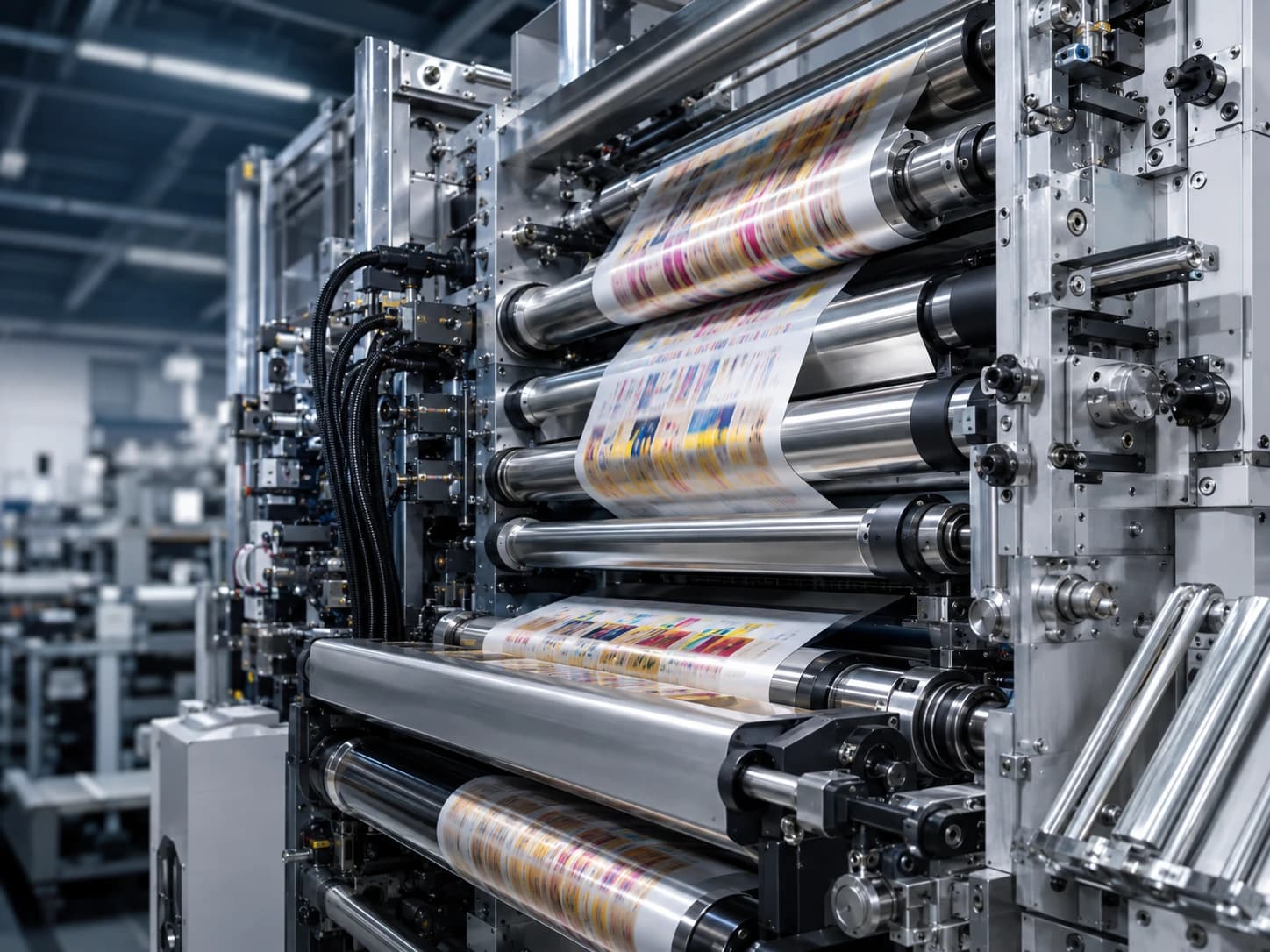 Converting and flexographic printing machinery roll assembly